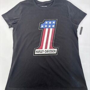 NWT Harley Davidson #1 Racing Tee 1969 AMA Short‎ Sleeve - Black Mens Sz L